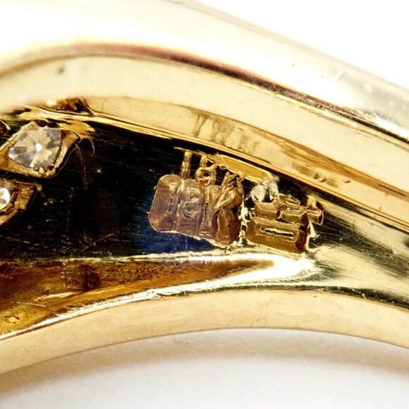 Authentic! Julius Cohen 18k Yellow Gold Diamond Lapis Ring - Picture 6 of 13